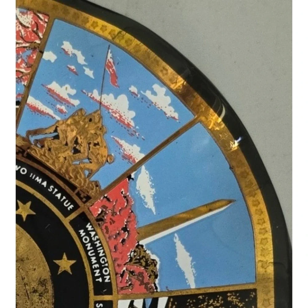 Vintage Washington DC Souvenir Smoked Glass Scalloped Plate Gold Trim Patriotic